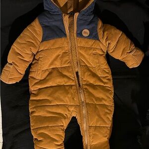 Eddie Bauer Tan and Navy Kids Puffer Snowsuit